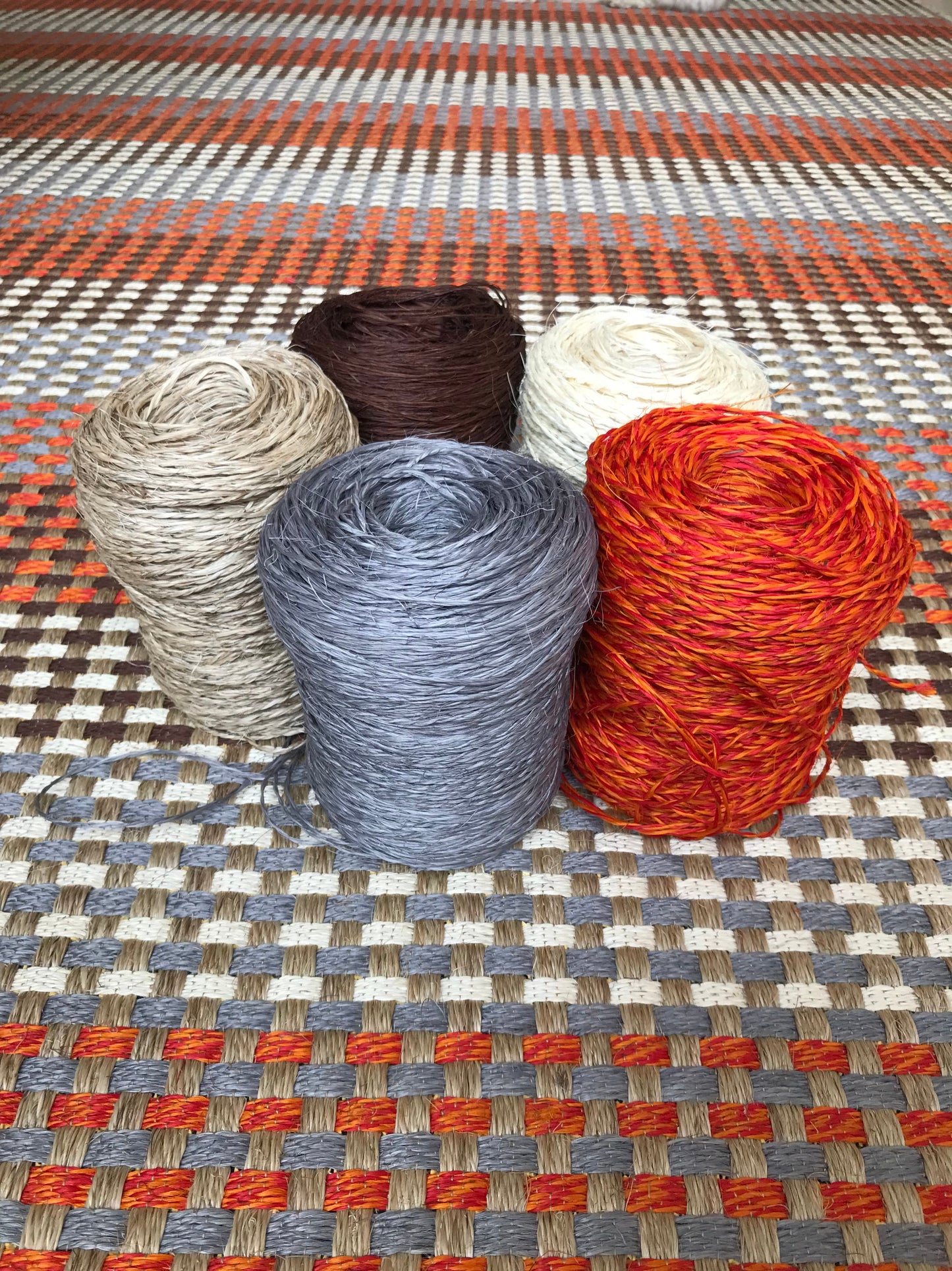 Multicolor Fique Basket Woven Rug / F1