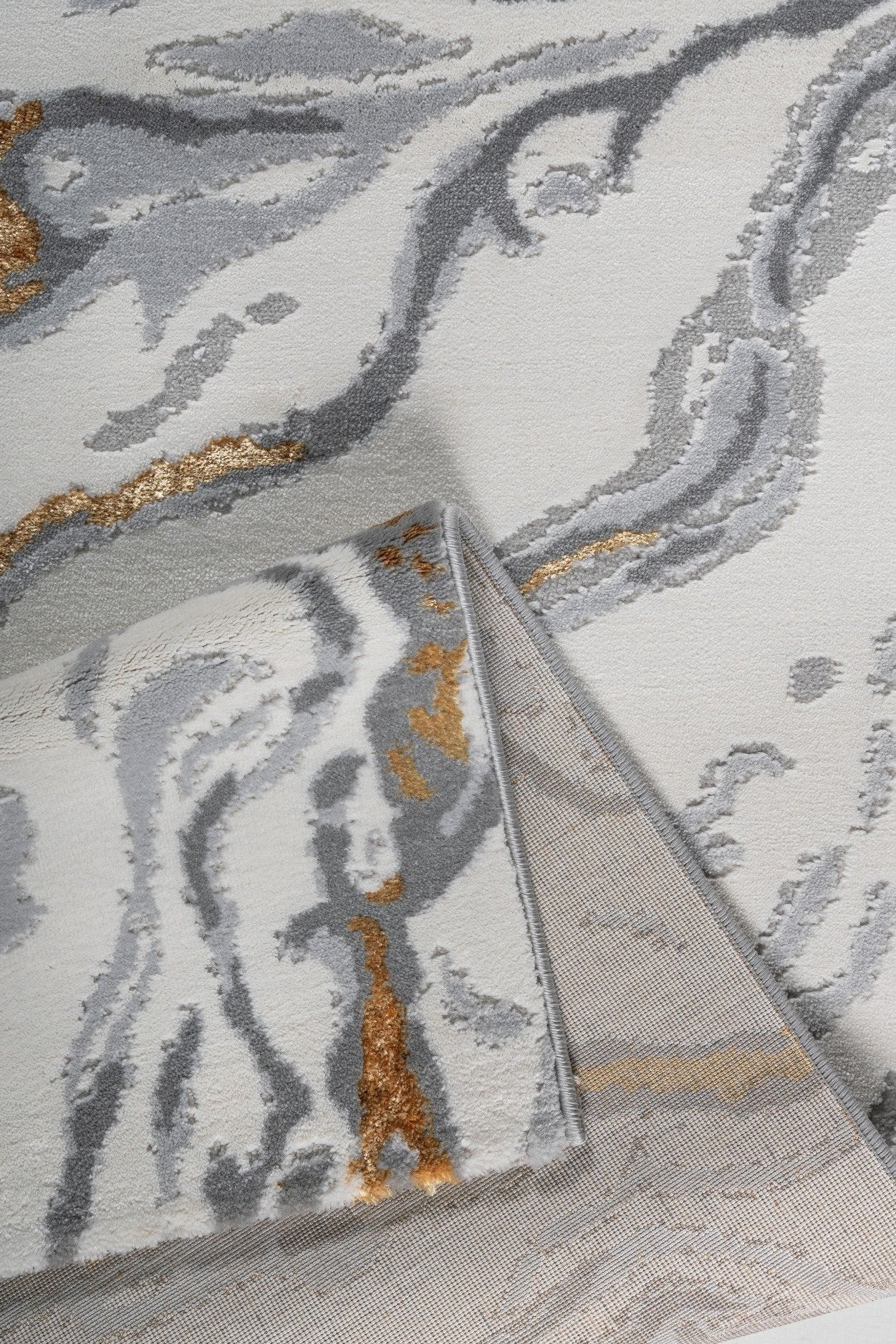 Turkish Area Rug Gamma Premium Collection GOLD/GRAY 0694A