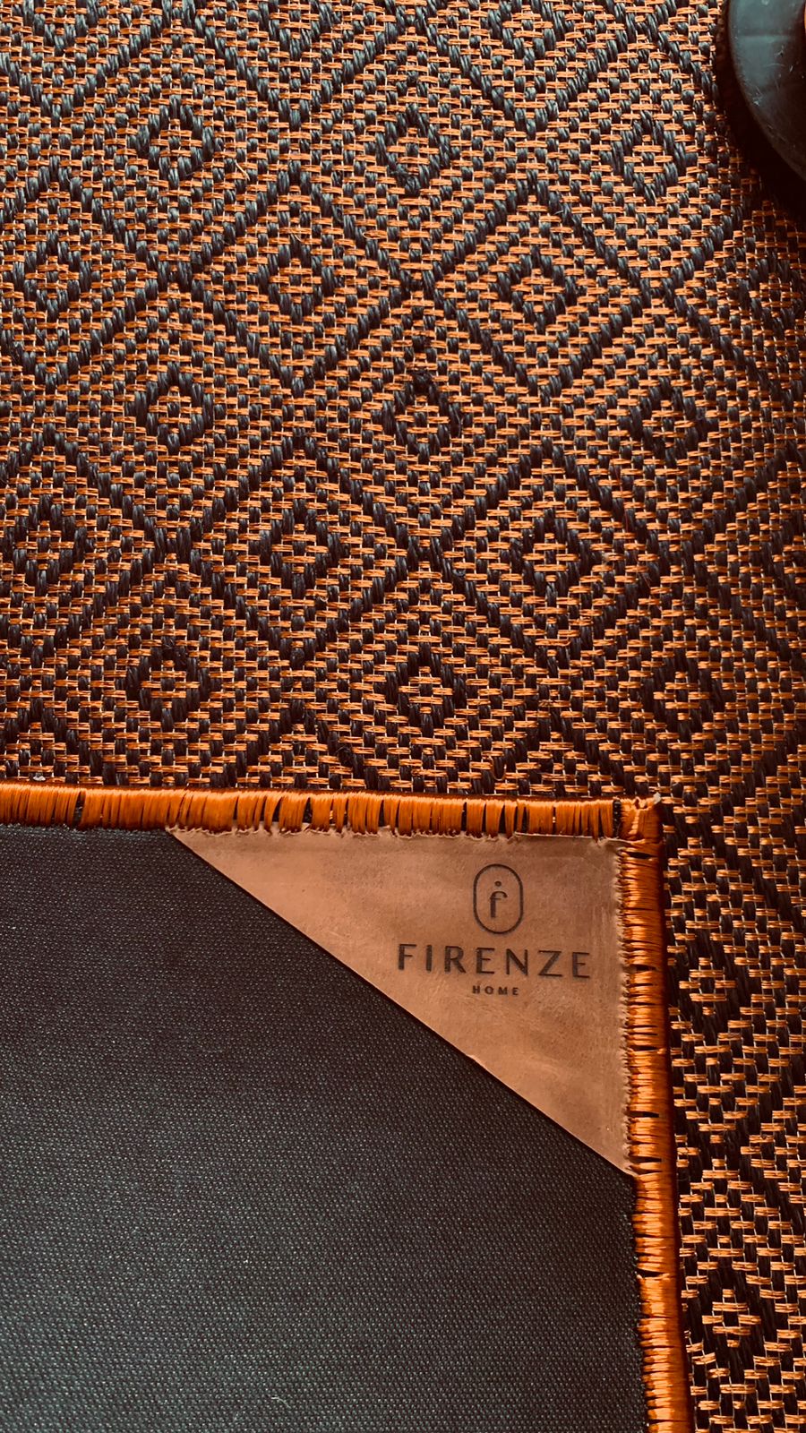Rhomboid Woven Fique Rug with Copper / F20