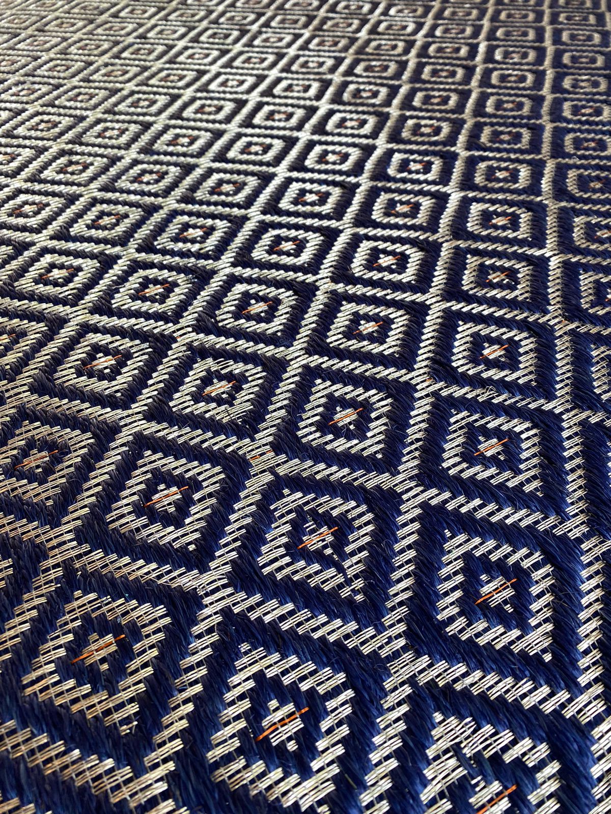 Rhomboid Woven Fique Rug with Copper and Tin / F17