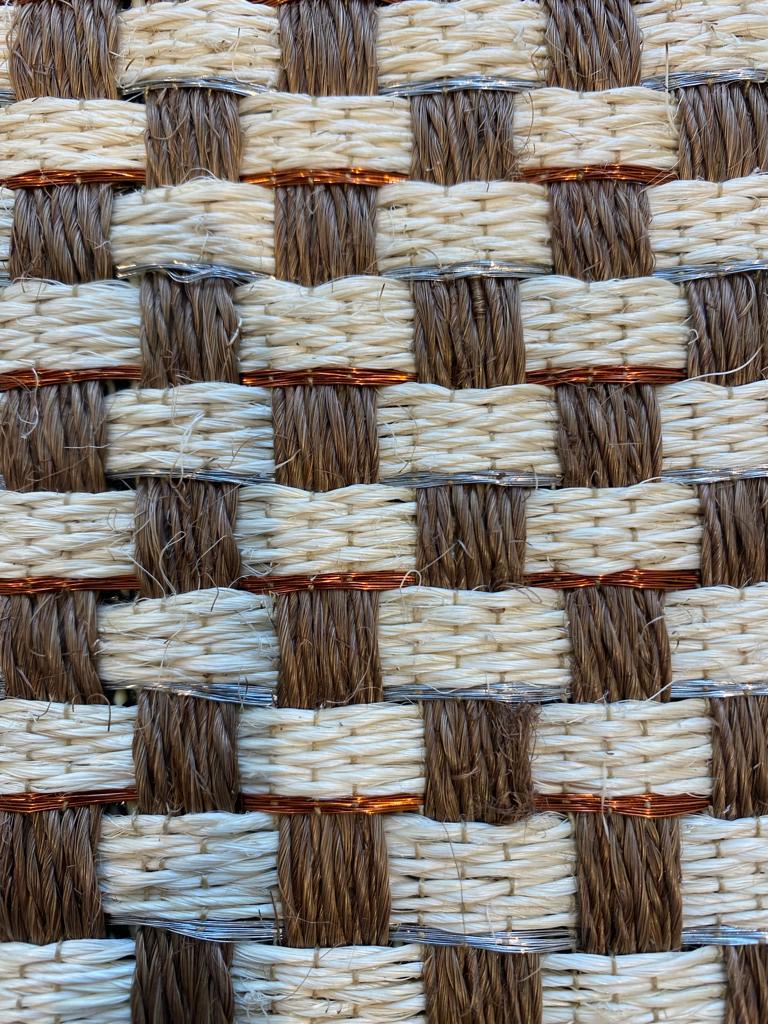 Canasto Woven Rug in Fique, Copper and Silver Metal / One to One Edge / F5