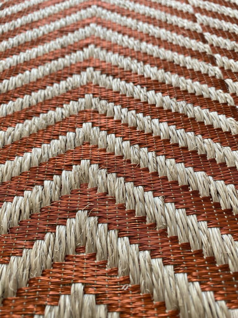Fishbone Woven Rug in Fique and Copper / F7