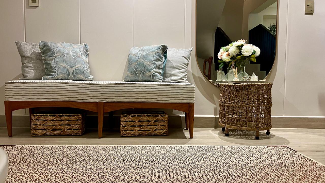 Martina Woven Rug inverted in Fique and Copper / F24