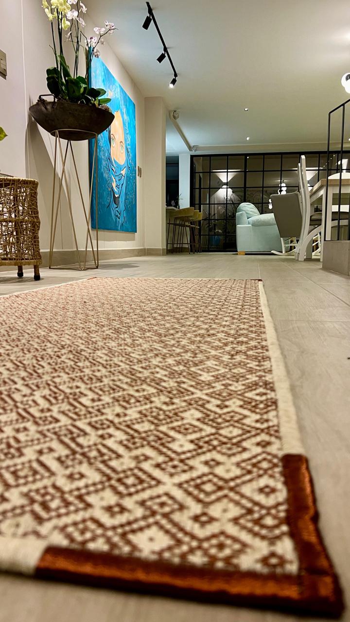 Martina Woven Rug inverted in Fique and Copper / F24