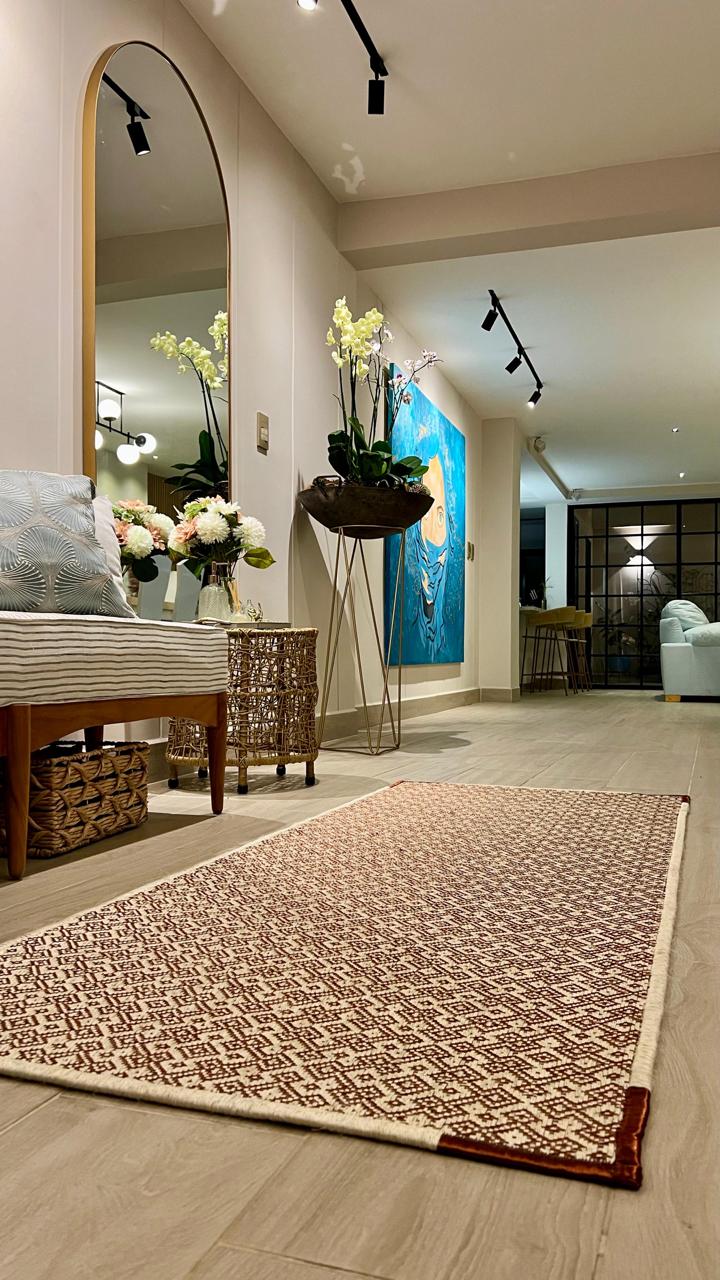 Martina Woven Rug inverted in Fique and Copper / F24