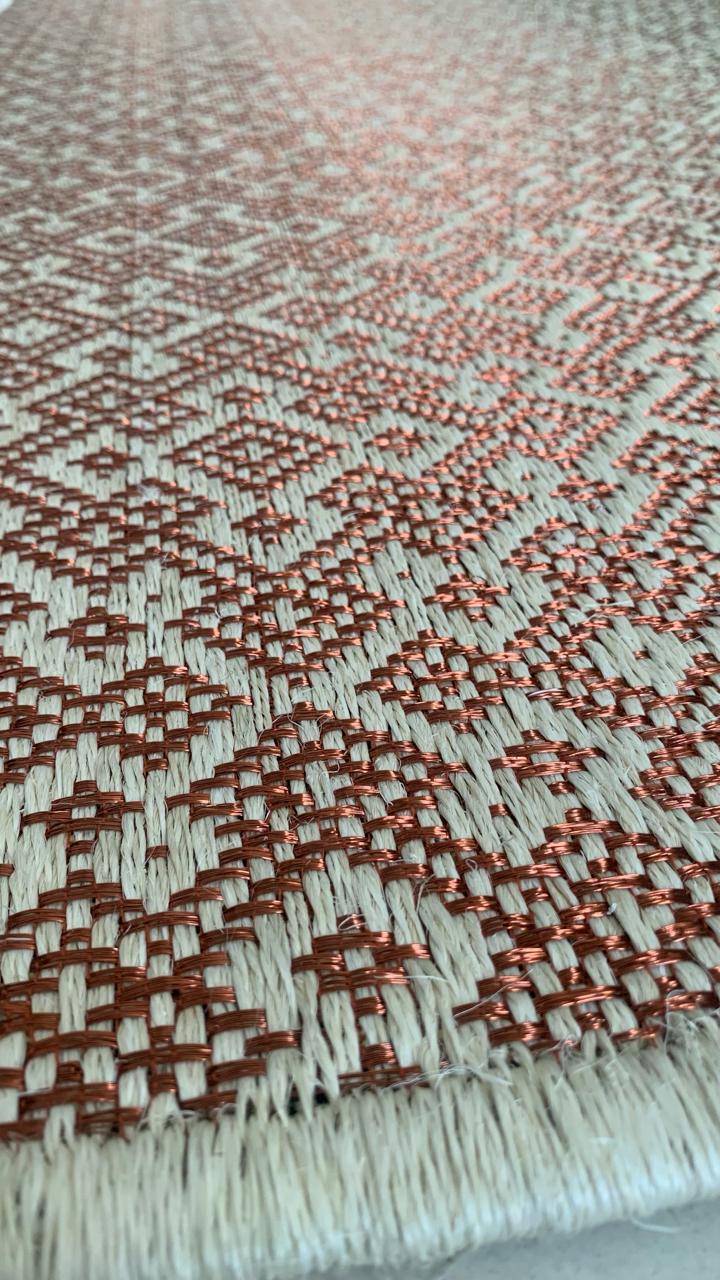 Martina Woven Rug inverted in Fique and Copper / F24
