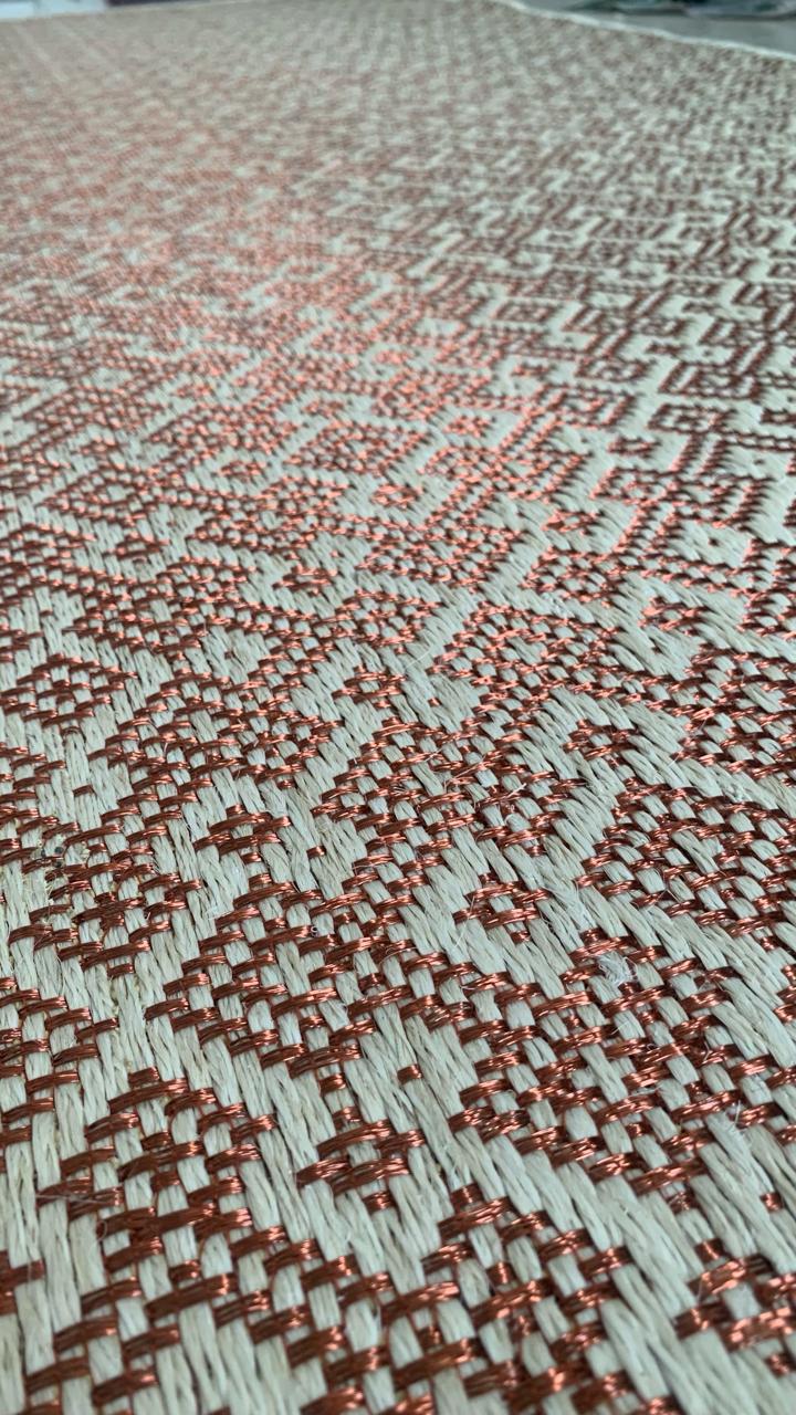Martina Woven Rug inverted in Fique and Copper / F24