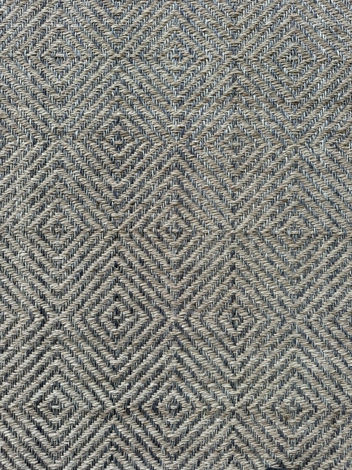 Mayan Woven Rug in Fique and Silver Metal Details / F27