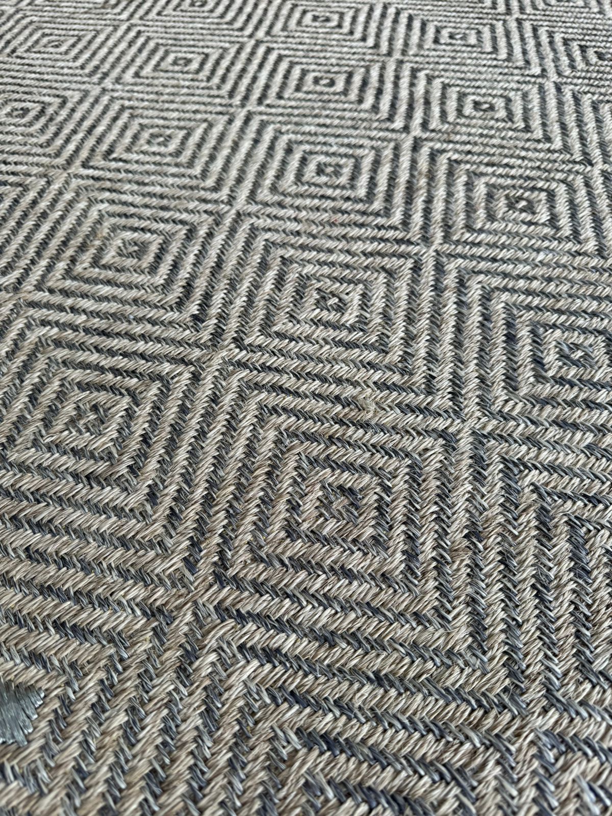 Mayan Woven Rug in Fique and Silver Metal Details / F27