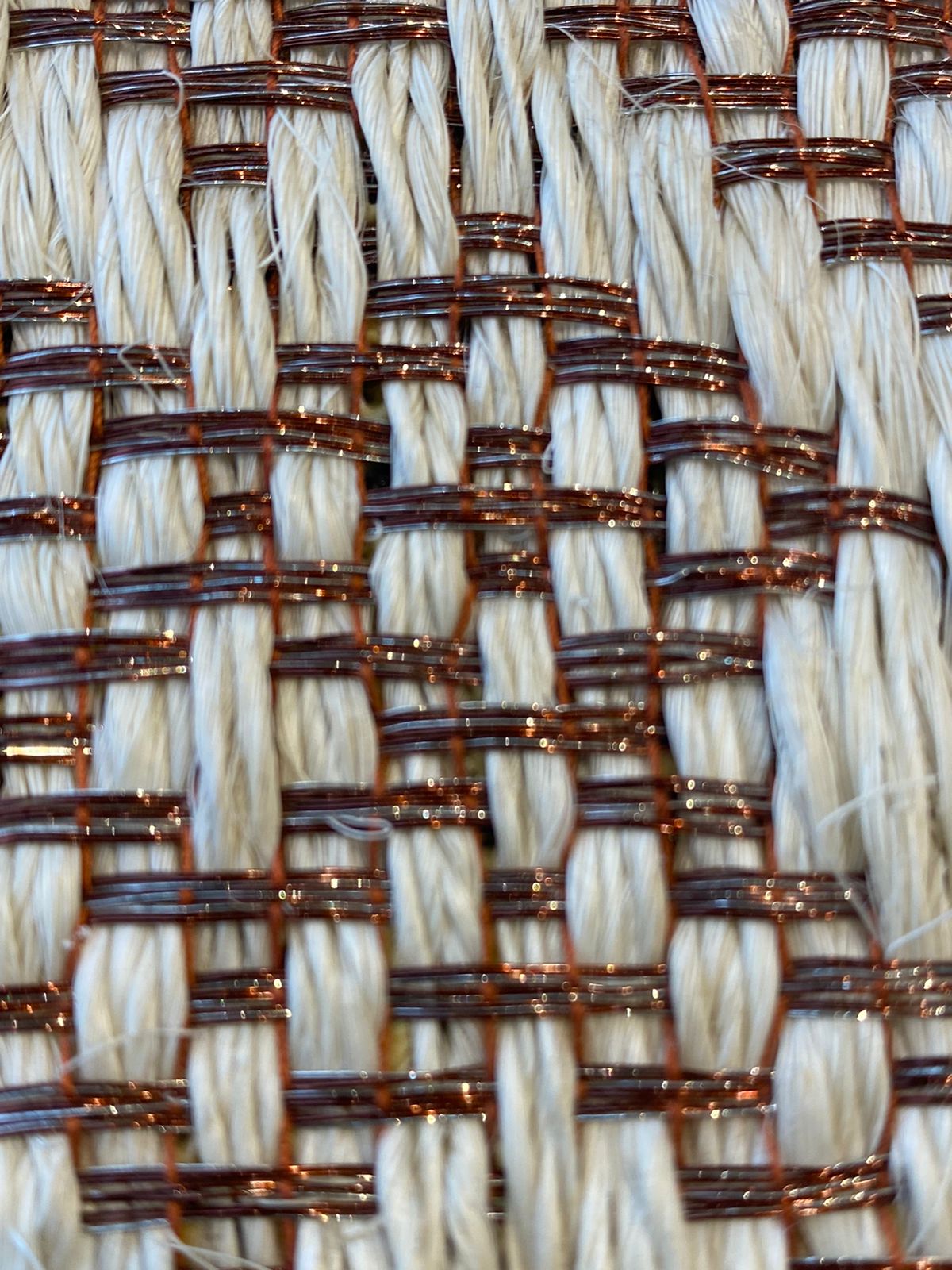 Martina Woven Rug in Fique, gradient silver metal and grape copper/ F28