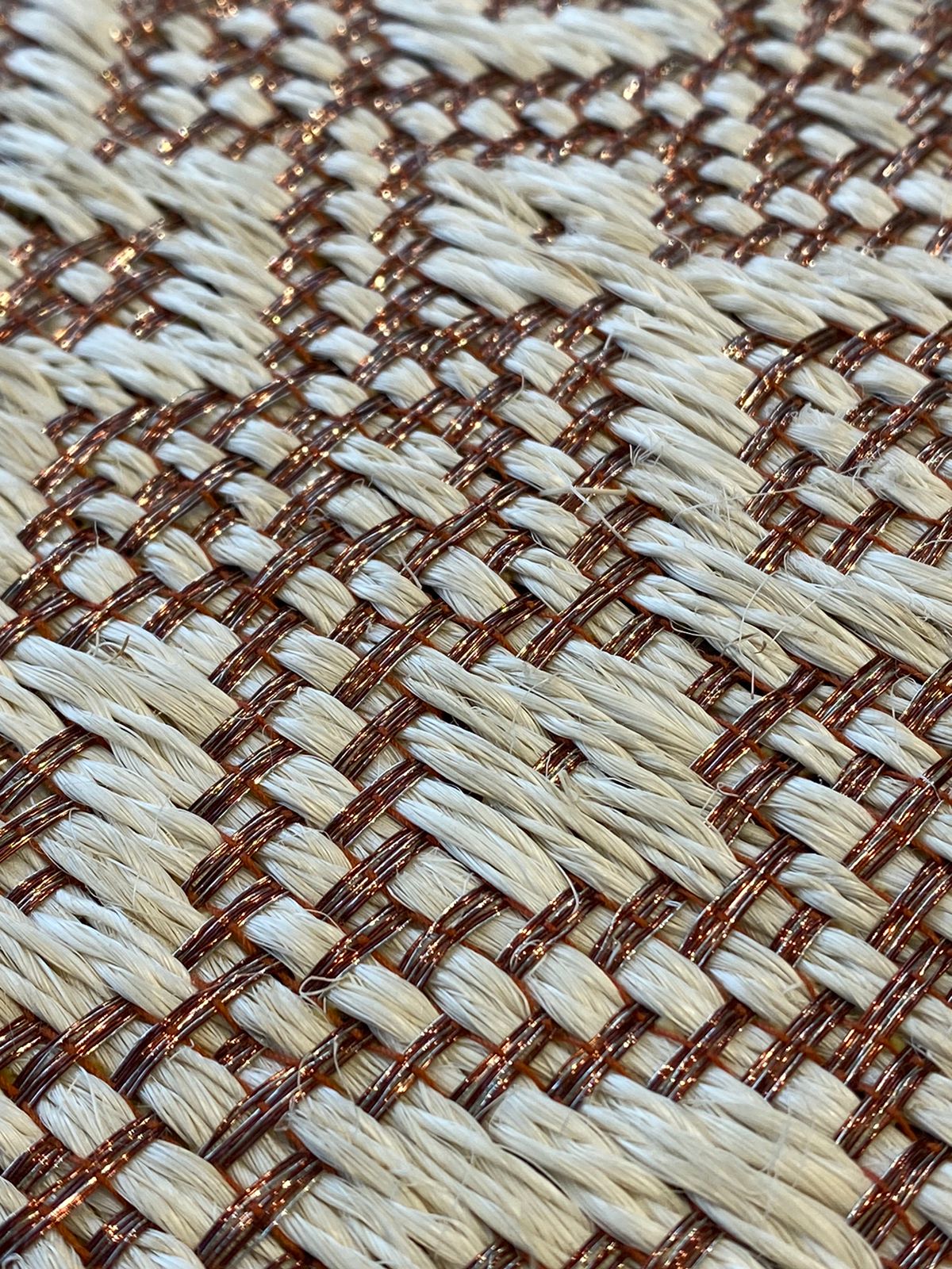 Martina Woven Rug in Fique, gradient silver metal and grape copper/ F28