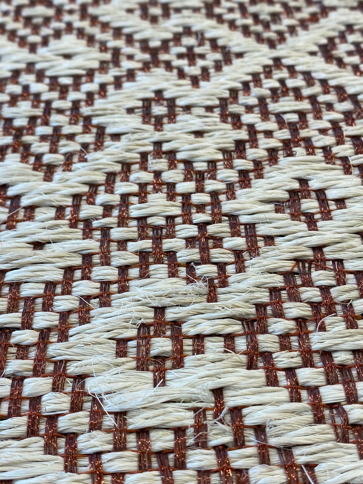 Martina Woven Rug in Fique, gradient silver metal and grape copper/ F28