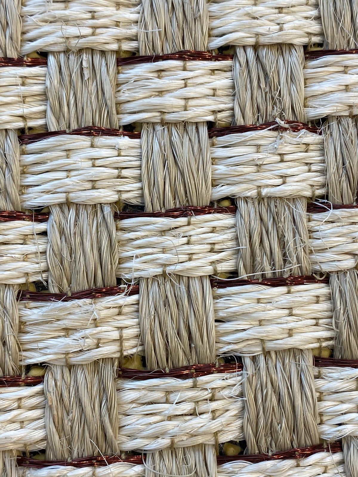 Double-tone Fique basket weave rug with grape copper detail / F29