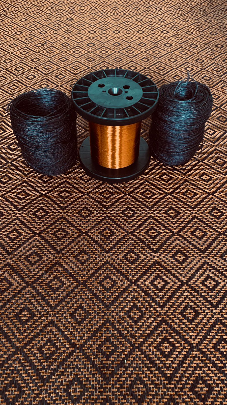 Rhomboid Woven Fique Rug with Copper / F20
