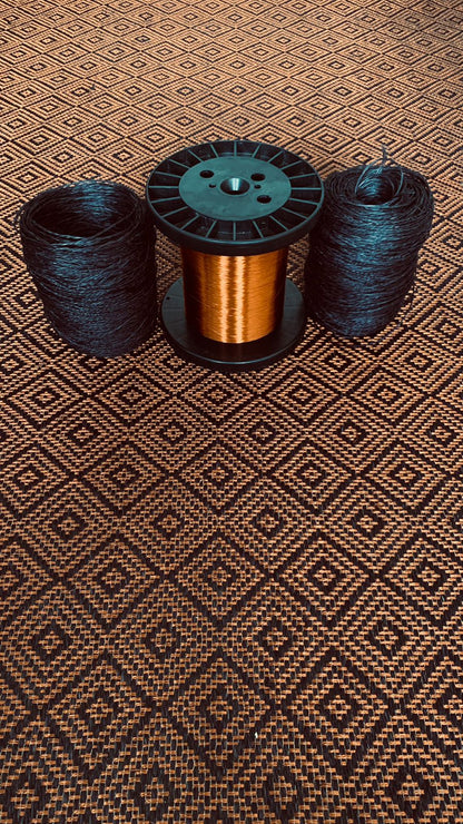 Rhomboid Woven Fique Rug with Copper / F20