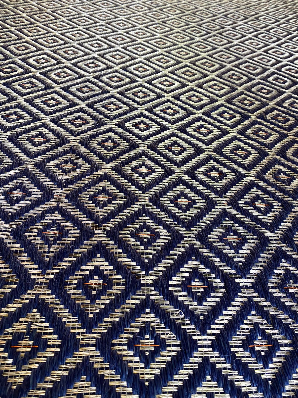 Rhomboid Woven Fique Rug with Copper and Tin / F17